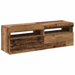 Berkfield Home TV Cabinets with LED Lights 2 pcs Old Wood Engineered Wood in Brown - thumbnail 6