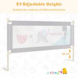 Costway Single Toddler Bed Guard Height Adjustable Baby Bed Rail With Safety lock in Light Grey - thumbnail 4
