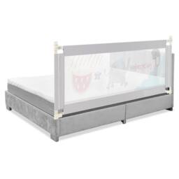 Costway Single Toddler Bed Guard Height Adjustable Baby Bed Rail With Safety lock in Light Grey