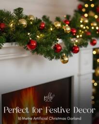 Pelle & Sol 16m (52ft) Green Tinsel Christmas Garland in Dark Green - thumbnail 3