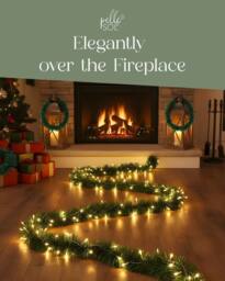 Pelle & Sol 16m (52ft) Green Tinsel Christmas Garland in Dark Green - thumbnail 7