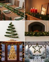 Pelle & Sol 16m (52ft) Green Tinsel Christmas Garland in Dark Green - thumbnail 5