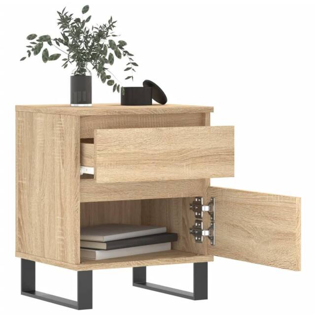 Berkfield Home Modern Bedside Cabinet Sonoma Oak 40x35x50 cm Engineered Wood in Light Oak - Size: 40 x 35 x 50 cm - image 1