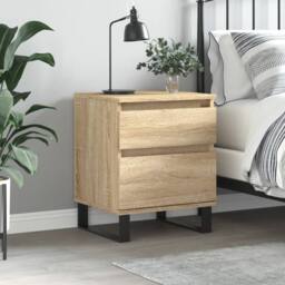 Berkfield Home Modern Bedside Cabinet Sonoma Oak 40x35x50 cm Engineered Wood in Light Oak - Size: 40 x 35 x 50 cm - thumbnail 2