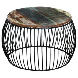 Berkfield Home Beautiful Coffee Table Round Solid Reclaimed Wood 68x37 cm in Brown - thumbnail 7
