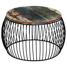 Berkfield Home Beautiful Coffee Table Round Solid Reclaimed Wood 68x37 cm in Brown - thumbnail 6