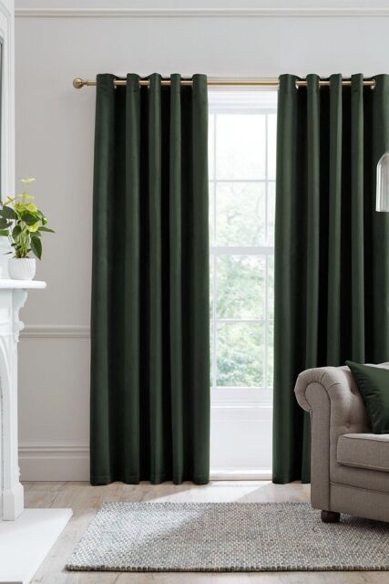 Laurence Llewelyn-Bowen Montrose' Velvet Blackout-Coated Pair of Eyelet Curtains in Bottle Green - Size: 229 cm width x 183 cm drop - image 1