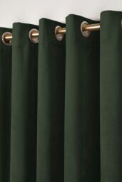 Laurence Llewelyn-Bowen Montrose' Velvet Blackout-Coated Pair of Eyelet Curtains in Bottle Green - Size: 229 cm width x 183 cm drop - thumbnail 2