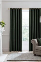 Laurence Llewelyn-Bowen Montrose' Velvet Blackout-Coated Pair of Eyelet Curtains in Bottle Green - Size: 229 cm width x 183 cm drop - thumbnail 1