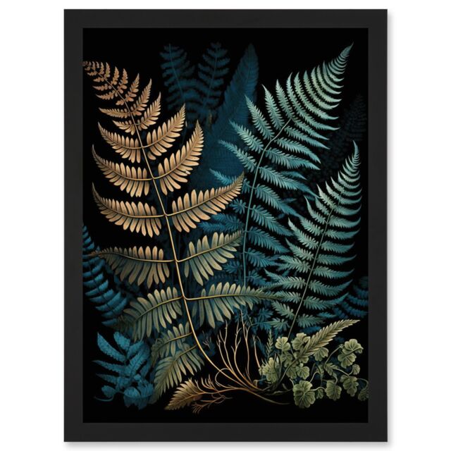Artery8 Detailed Botanical Illustration Fern Frond Species Artwork Framed Wall Art Print A4 in Black - image 1