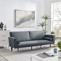 Bravich LTD Sofa Bed 3 Seater Faux Suede Click Clack - Jenna in Grey