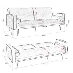Bravich LTD Sofa Bed 3 Seater Faux Suede Click Clack - Jenna in Grey - thumbnail 8