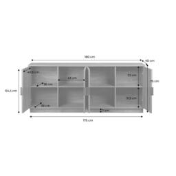 sweeek Exotic 4-door mango wood effect sideboard, grooved 180cm in Brown - thumbnail 5