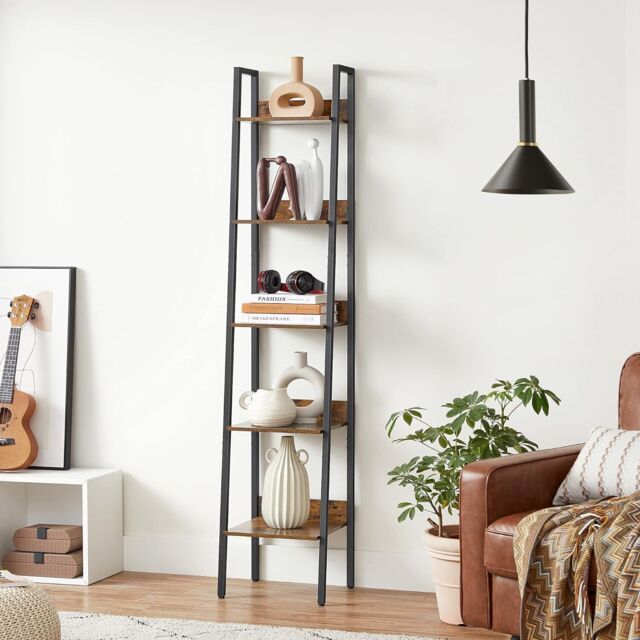 VASAGLE 5 Tier Ladder Bookcase Storage Stand Office Living Room in Brown - image 1