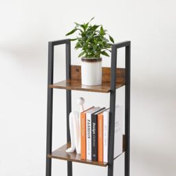 VASAGLE 5 Tier Ladder Bookcase Storage Stand Office Living Room in Brown - thumbnail 3
