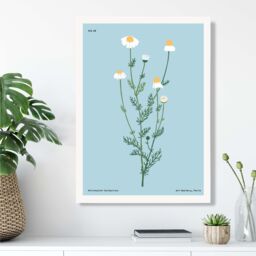 ARTZE Blue Daisies Flower Market Minimalist Framed Print SIZE: A2 with White Frame in Mid Blue - Size: A4 - thumbnail 2