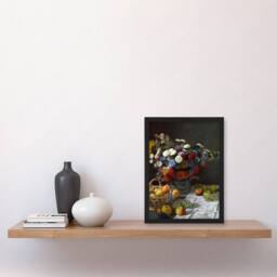 Artery8 Claude Monet Framed Wall Art Print Still Life with Flowers & Fruit - Size: A4 - thumbnail 2