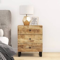 Berkfield Home Bedside Cabinet 50x33x62 cm Solid Wood Mango&Engineered Wood in Brown - Size: 50 x 33 x 62 cm - thumbnail 1