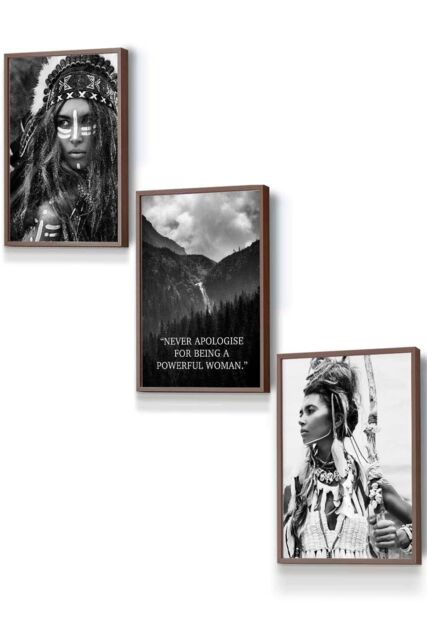 ARTZE Warrior Women Photo Art Quote Framed Wall Art - Small in Walnut - Size: W33 cm x H45 cm x D20mm - image 1