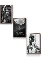 ARTZE Warrior Women Photo Art Quote Framed Wall Art - Small in Walnut - Size: W33 cm x H45 cm x D20mm - thumbnail 1