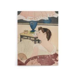 "Artery8 The Lamp Woman With Fan Painting Cassatt Vintage Canvas Wall Art - Size: W18"" x H24""" - thumbnail 1