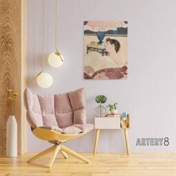"Artery8 The Lamp Woman With Fan Painting Cassatt Vintage Canvas Wall Art - Size: W18"" x H24""" - thumbnail 3