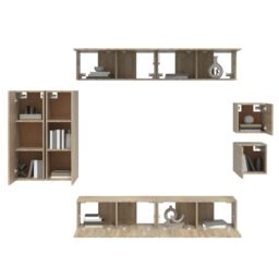 Berkfield Home 8 Piece TV Cabinet Set Sonoma Oak Engineered Wood in Brown - thumbnail 4