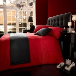 Smart Living Diamante 5PC Complete Bedding Set Duvet Cover, Pillow Pair, Cushion Cover, Bed Runner in Red - Size: Super King - thumbnail 2