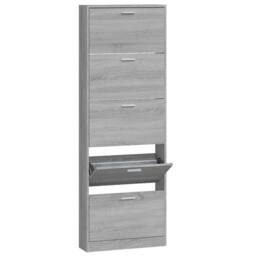 Berkfield Home Shoe Cabinet Grey Sonoma 59x17x169 cm Engineered Wood - Size: 59 x 17 x 169 cm - thumbnail 3