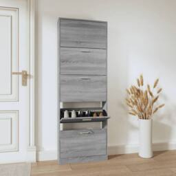 Berkfield Home Shoe Cabinet Grey Sonoma 59x17x169 cm Engineered Wood - Size: 59 x 17 x 169 cm - thumbnail 2