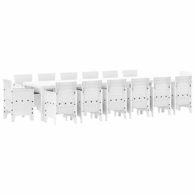 Berkfield Home 15 Piece Garden Dining Set with Cushions White Poly Rattan - image 1