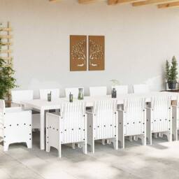 Berkfield Home 15 Piece Garden Dining Set with Cushions White Poly Rattan - thumbnail 3