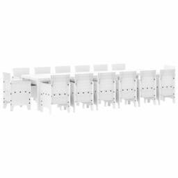 Berkfield Home 15 Piece Garden Dining Set with Cushions White Poly Rattan - thumbnail 1