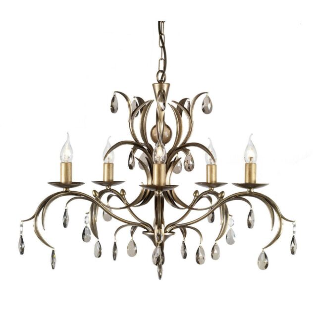 Loops 5 Bulb Chandelier Hanging Pendant LIght Bronze Patina LED E14 60W Bulb