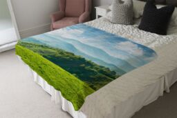 Benjamin Tate Design panorama of beautiful countryside of romania Designer Blanket in Natural - Size: 120 cm x 150 cm - thumbnail 4