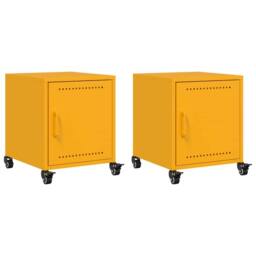 Berkfield Home Bedside Cabinets 2 pcs Mustard Yellow 36x39x43.5 cm Steel
