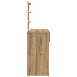 Berkfield Home Dressing Table with Mirror & LEDs Artisan Oak Engineered Wood in Brown - thumbnail 7