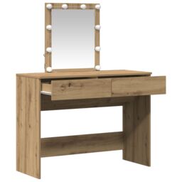 Berkfield Home Dressing Table with Mirror & LEDs Artisan Oak Engineered Wood in Brown - thumbnail 4