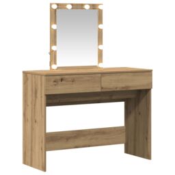 Berkfield Home Dressing Table with Mirror & LEDs Artisan Oak Engineered Wood in Brown - thumbnail 5