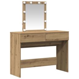 Berkfield Home Dressing Table with Mirror & LEDs Artisan Oak Engineered Wood in Brown - thumbnail 2