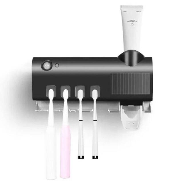 NESTLUNE UV Light Toothbrush Holder Automatic Toothpaste Dispenser in Black - Size: 180 cm width x 180 cm drop - image 1