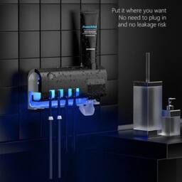 NESTLUNE UV Light Toothbrush Holder Automatic Toothpaste Dispenser in Black - Size: 180 cm width x 180 cm drop - thumbnail 3