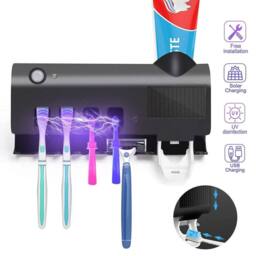 NESTLUNE UV Light Toothbrush Holder Automatic Toothpaste Dispenser in Black - Size: 180 cm width x 180 cm drop - thumbnail 2