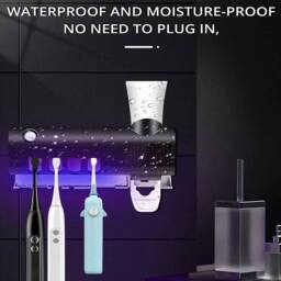 NESTLUNE UV Light Toothbrush Holder Automatic Toothpaste Dispenser in Black - Size: 180 cm width x 180 cm drop - thumbnail 4