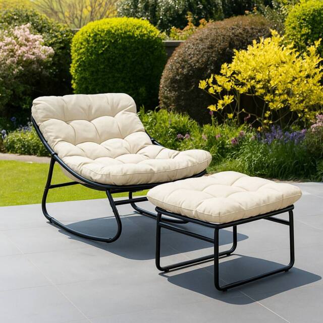 Artemis Home Solace Outdoor Rocking Chair & Stool in Beige - image 1