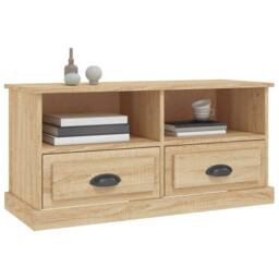 Berkfield Home TV Cabinet Sonoma Oak 93x35.5x45 cm Engineered Wood in Light Brown - thumbnail 4