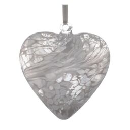 Sienna Glass 8cm Friendship Heart White - thumbnail 1