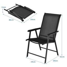 Costway Set of 4 Folding Chairs for Outdoor Metal Garden Chairs in Black - thumbnail 2