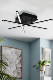 Eglo Lasana 3 Metal 3-Light Integrated LED Flush Light in Black - thumbnail 2