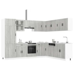 Berkfield Home 14 Piece Kitchen Cabinet Set Porto Grey Sonoma Engineered Wood - thumbnail 1